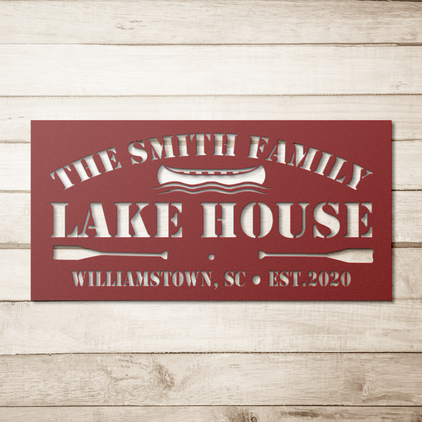 Personalized Metal Lake House Sign - The Boat and Paddles