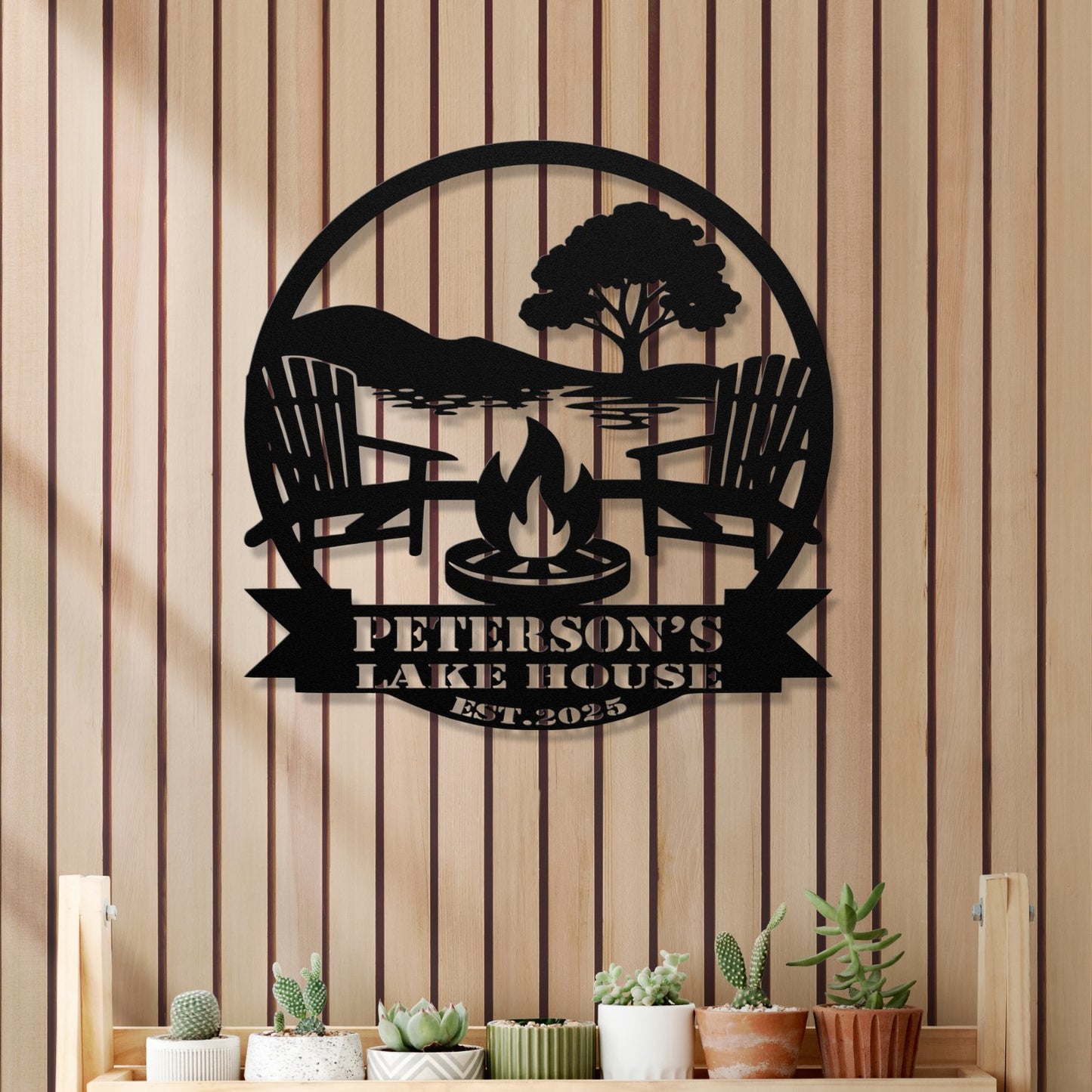 Personalized Metal Lake House Sign - Fire Pit