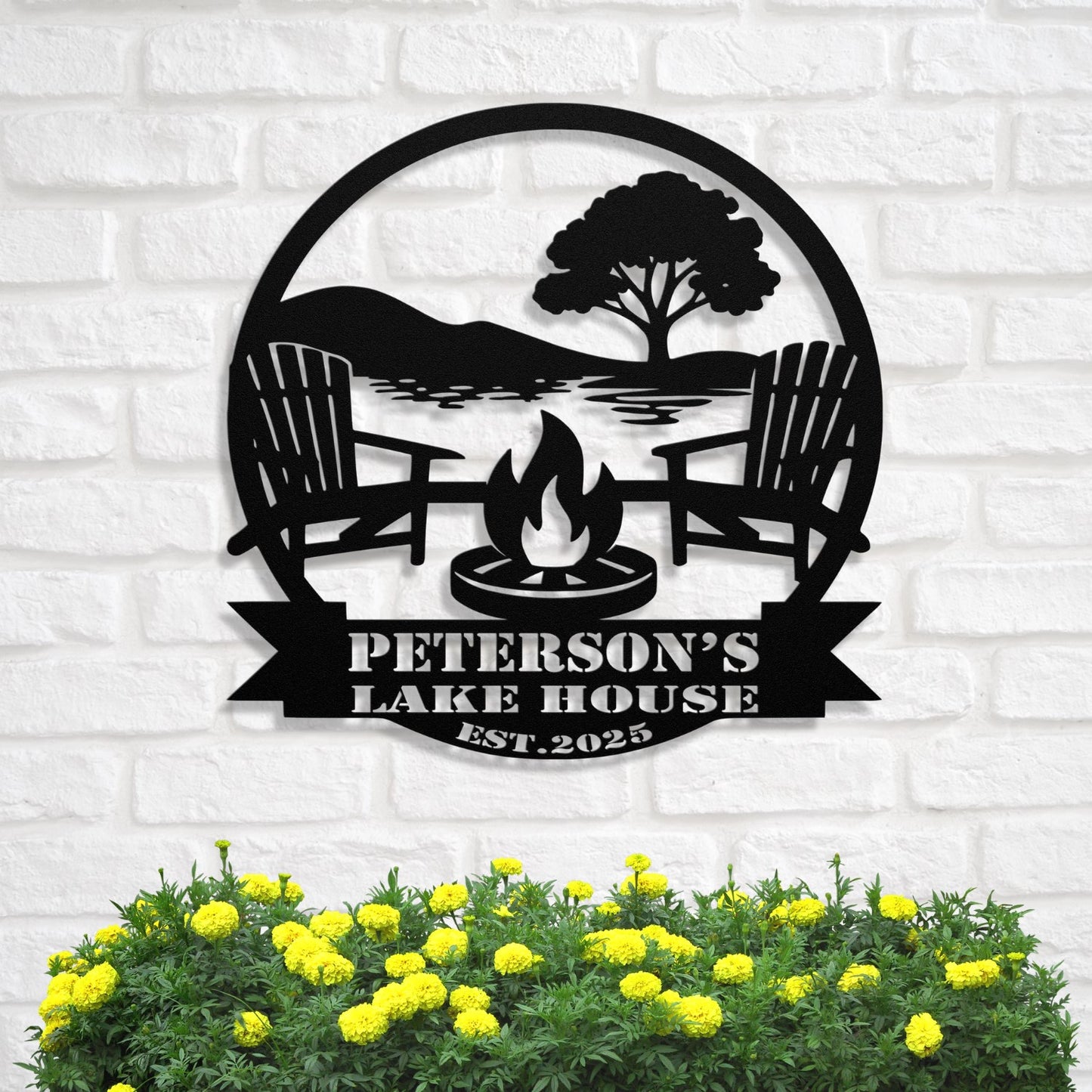 Personalized Metal Lake House Sign - Fire Pit