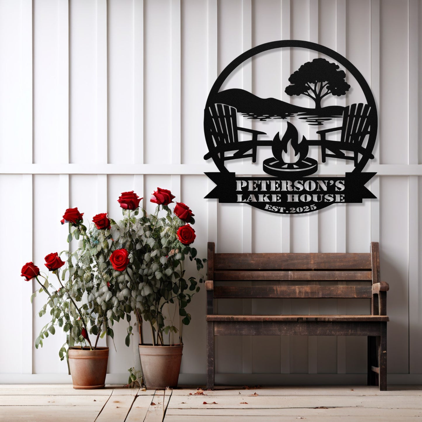 Personalized Metal Lake House Sign - Fire Pit
