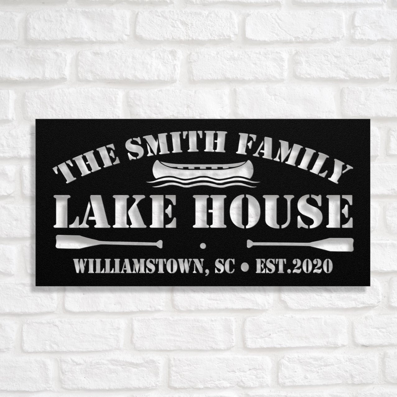 Personalized Metal Lake House Sign - The Boat and Paddles