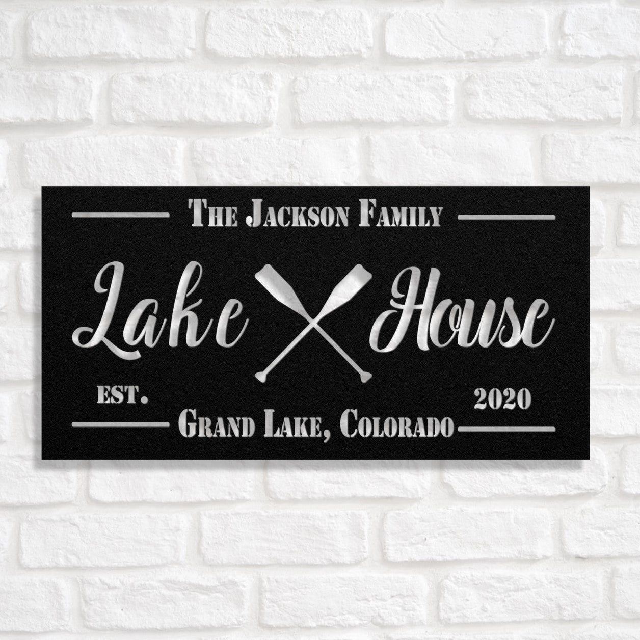 Personalized Metal Lake House Sign - Crossed Paddles