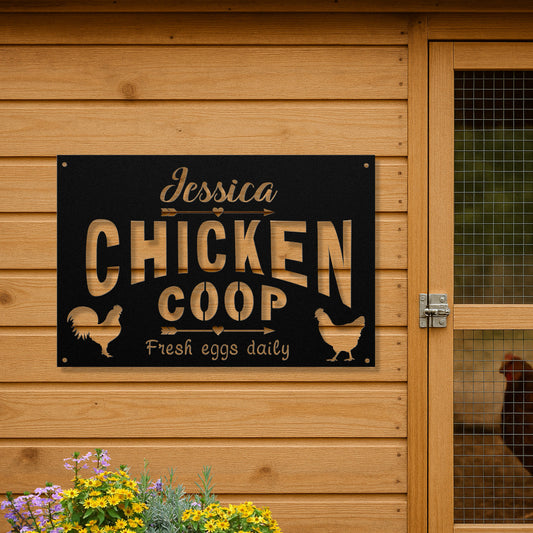 Personalized Metal Chicken Coop Sign - Jessica Coop