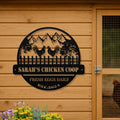 Personalized Metal Chicken Coop Sign - Roosters On The Fence