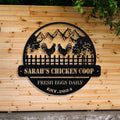 Personalized Metal Chicken Coop Sign - Roosters On The Fence