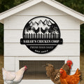 Personalized Metal Chicken Coop Sign - Roosters On The Fence