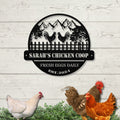 Personalized Metal Chicken Coop Sign - Roosters On The Fence