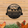 Personalized Metal Chicken Coop Sign - Roosters On The Fence