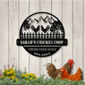 Personalized Metal Chicken Coop Sign - Roosters On The Fence