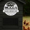 Personalized Metal Chicken Coop Sign - Roosters On The Fence