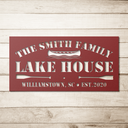 Personalized Metal Lake House Sign - The Boat and Paddles