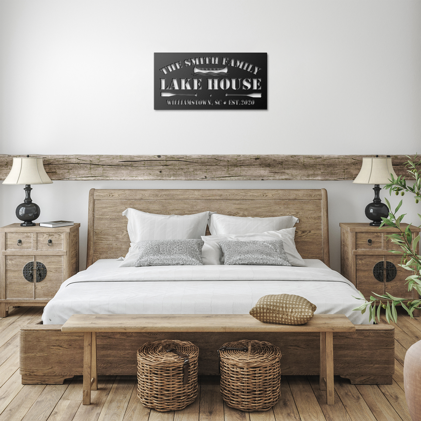 Personalized Metal Lake House Sign - The Boat and Paddles