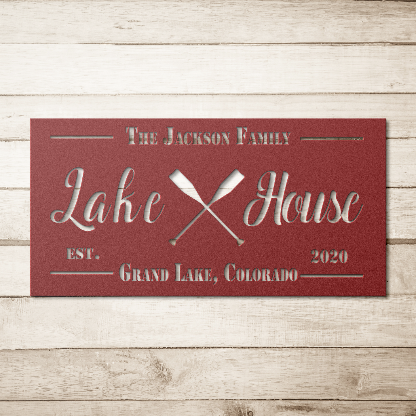 Personalized Metal Lake House Sign - Crossed Paddles