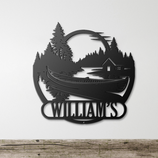 Personalized Metal Lake House Sign - Lake House Sign with Large Boat