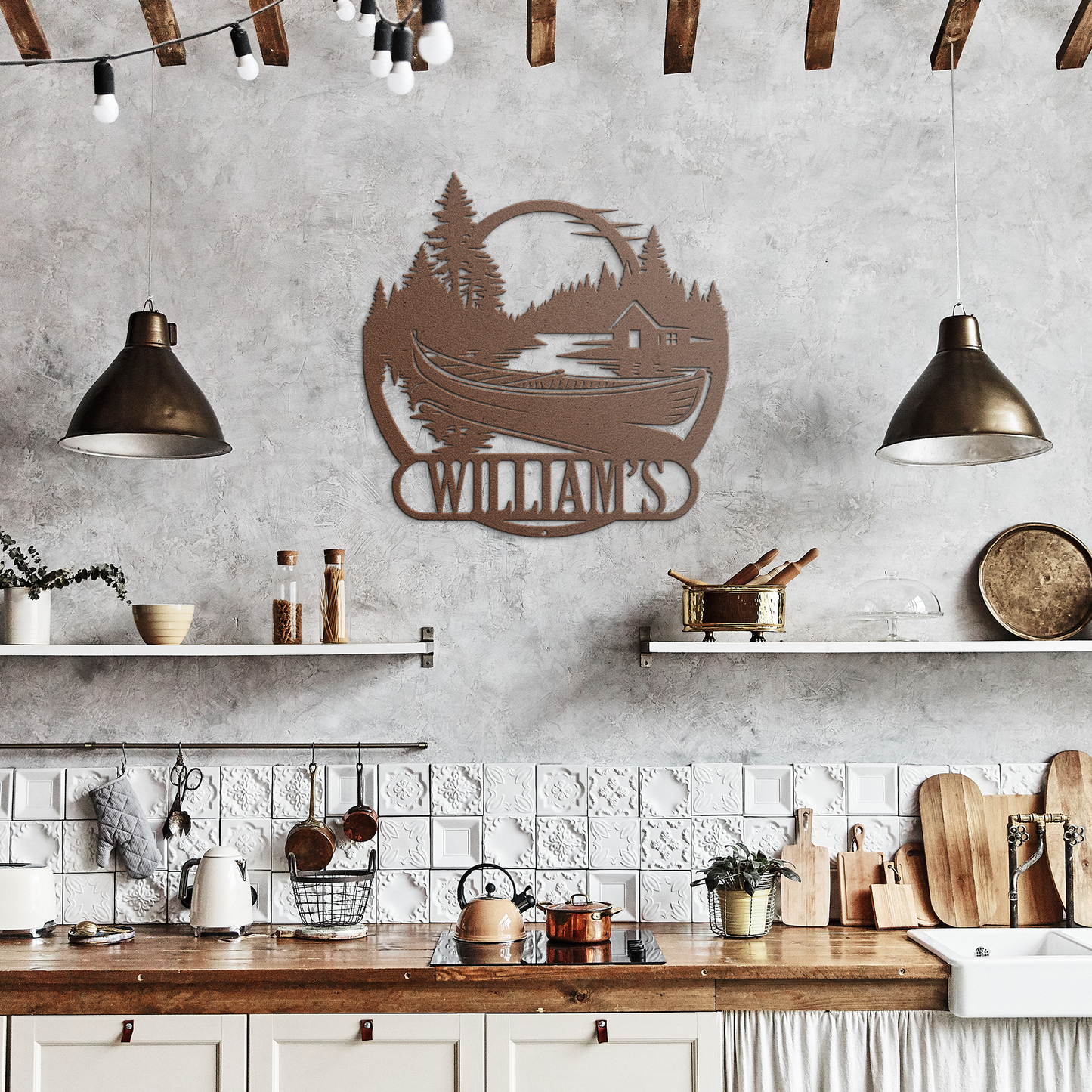 Personalized Metal Lake House Sign - Lake House Sign with Large Boat