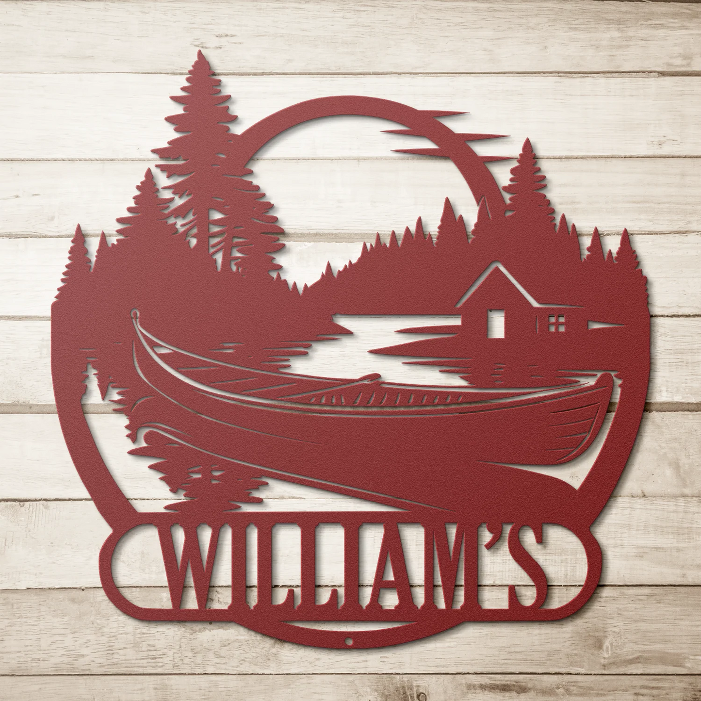 Personalized Metal Lake House Sign - Lake House Sign with Large Boat