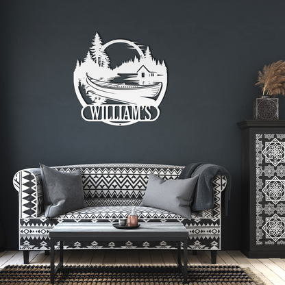 Personalized Metal Lake House Sign - Lake House Sign with Large Boat