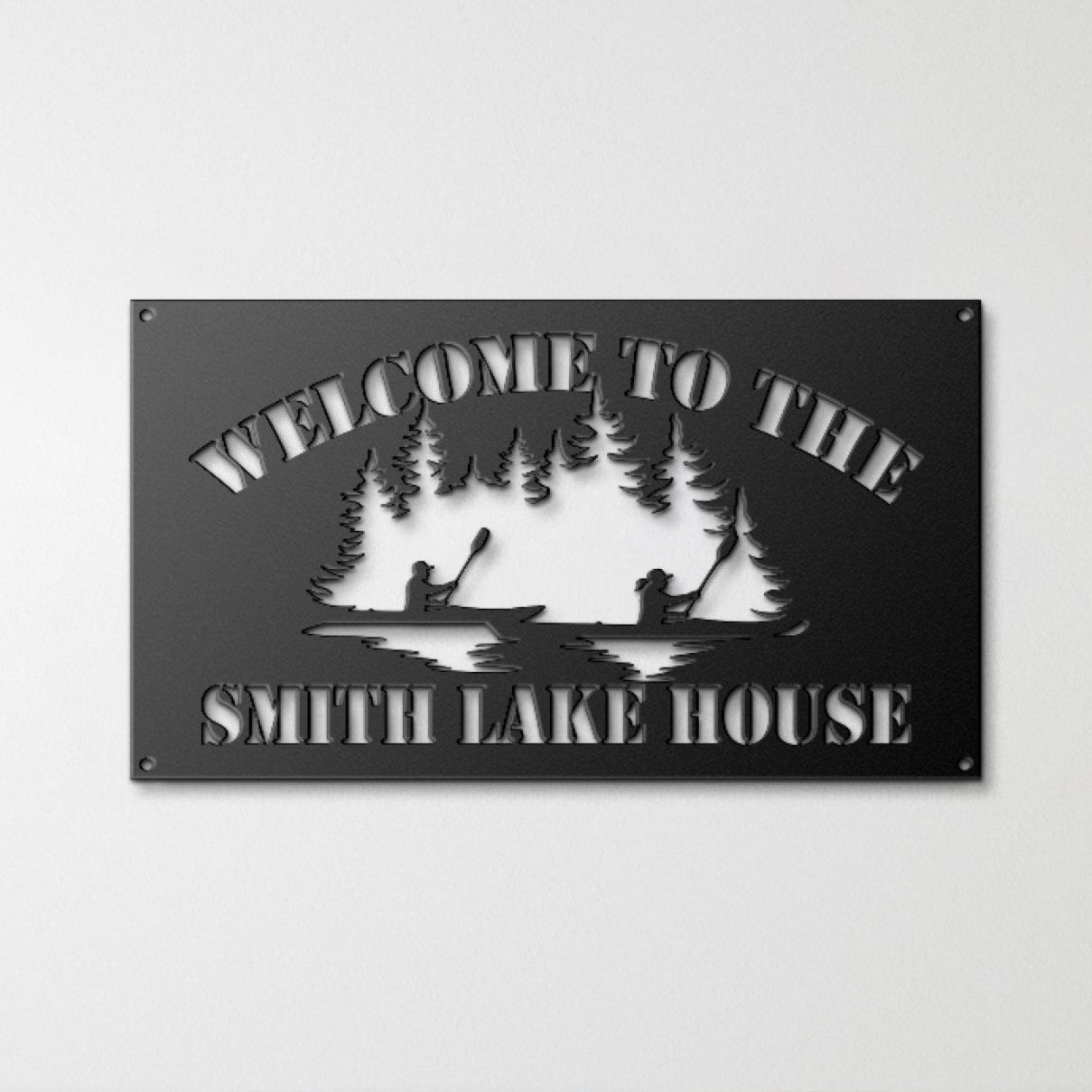 Personalized Metal Lake House Sign - Two Canoe
