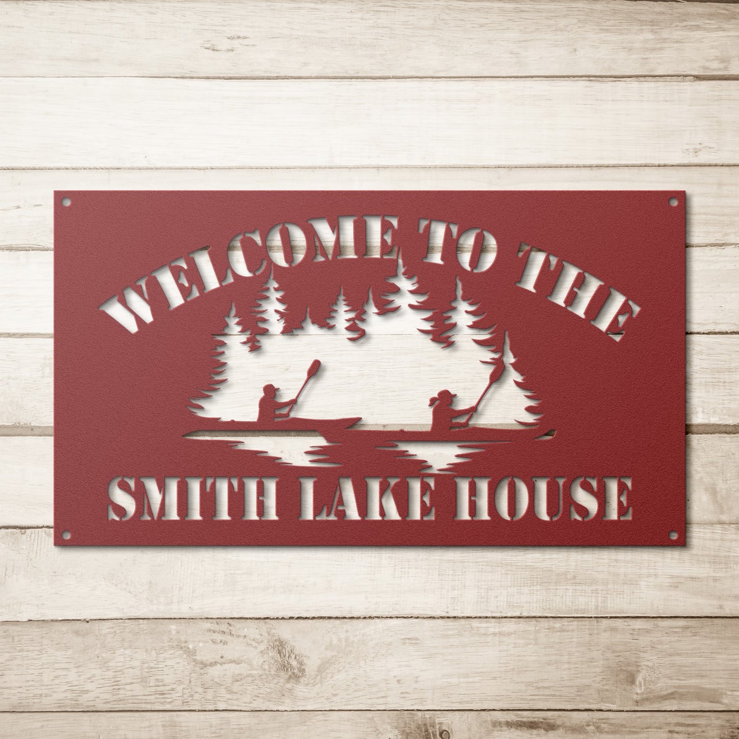 Personalized Metal Lake House Sign - Two Canoe