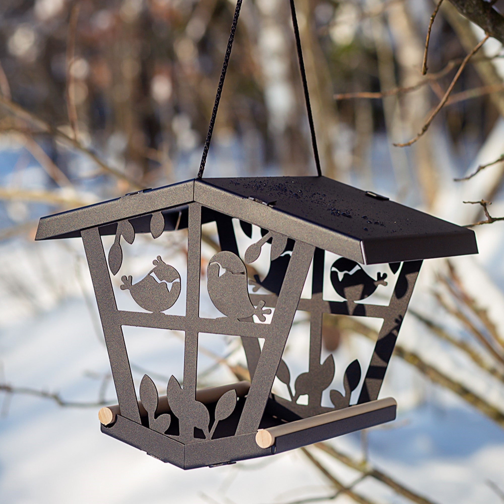 MOODBLESK ™ RUSTIC HANGING METAL BIRD FEEDER