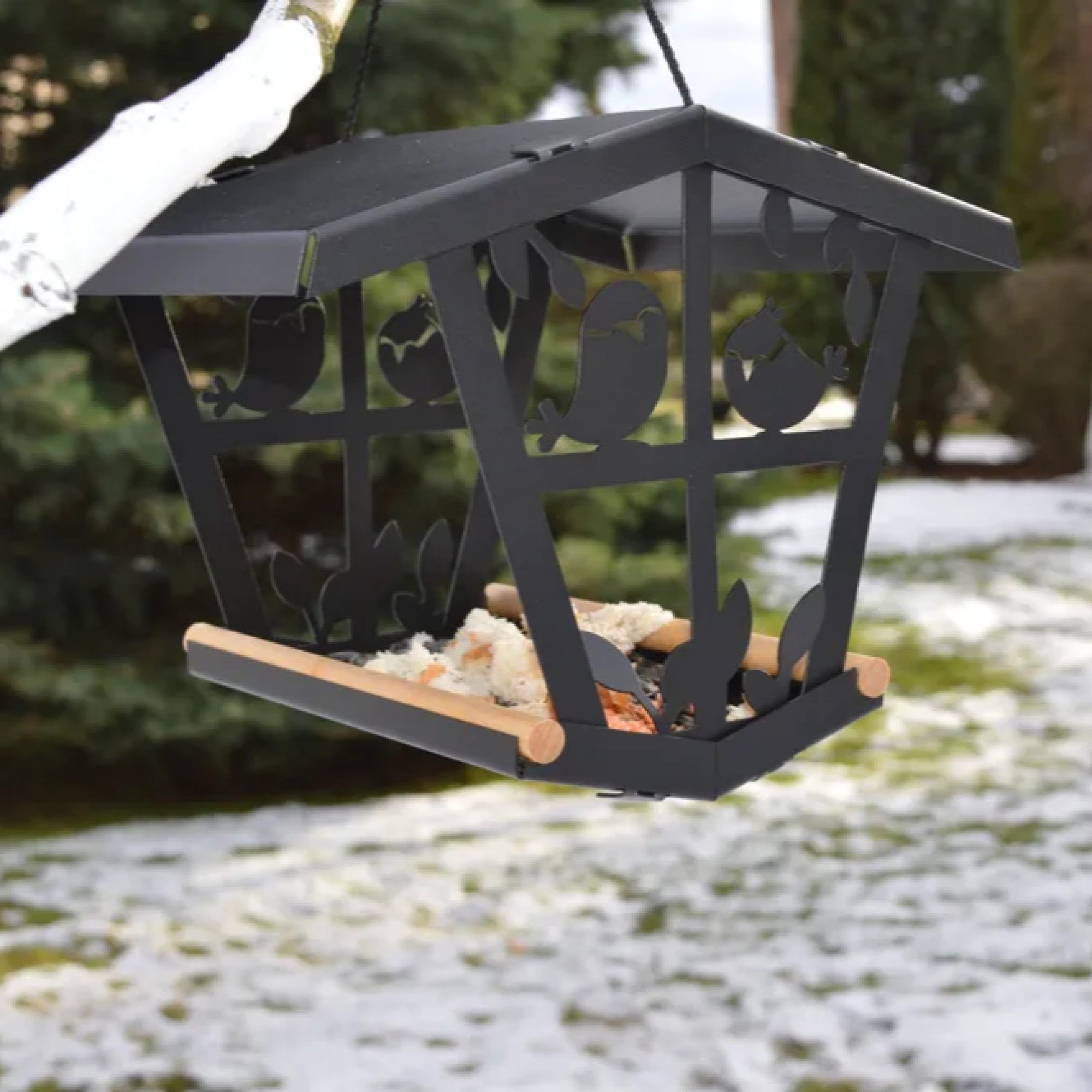 MOODBLESK ™ RUSTIC HANGING METAL BIRD FEEDER