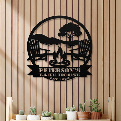 Personalized Metal Lake House Sign - Fire Pit