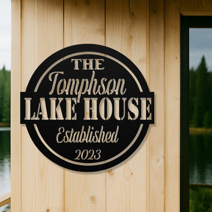 Personalized Metal Lake House Sign - The Thompson Lake House