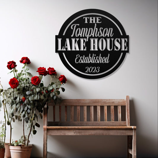 Personalized Metal Lake House Sign - The Thompson Lake House