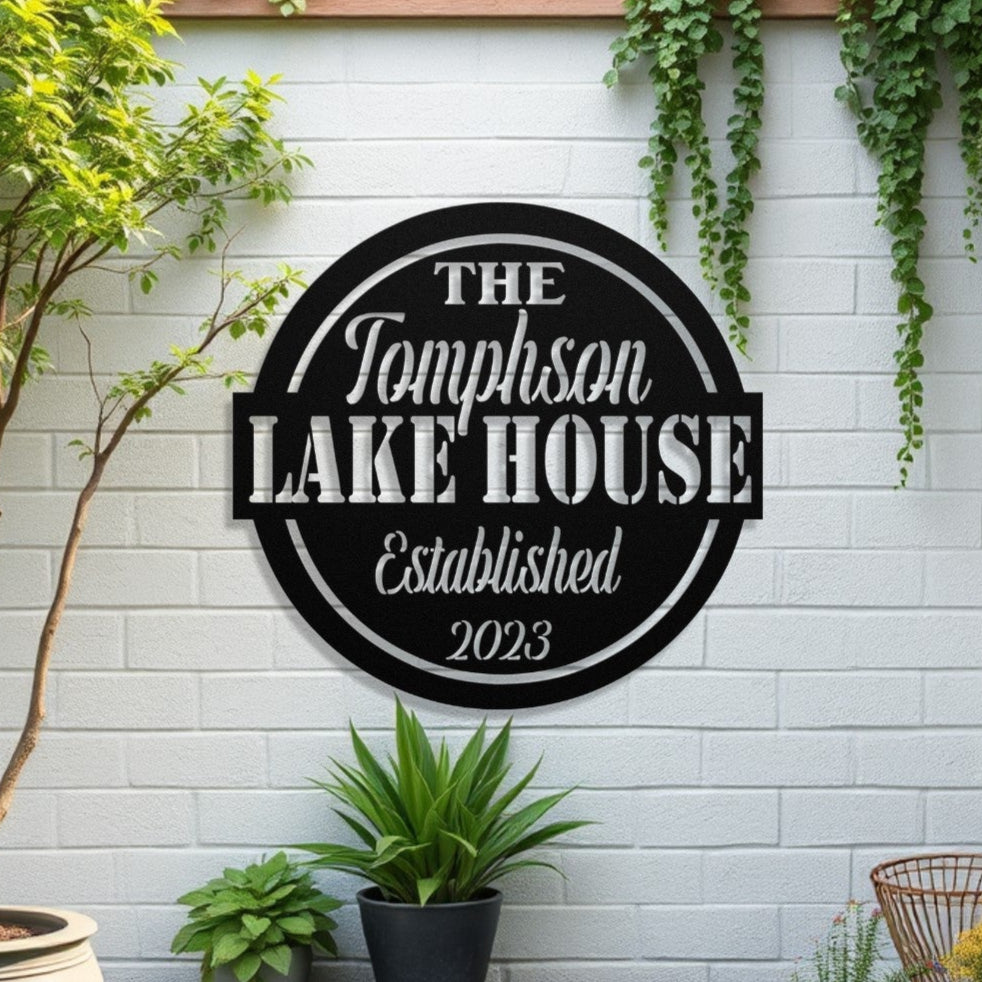 Personalized Metal Lake House Sign - The Thompson Lake House