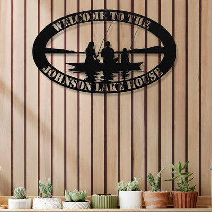 Personalized Metal Lake House Sign - Family Fishing