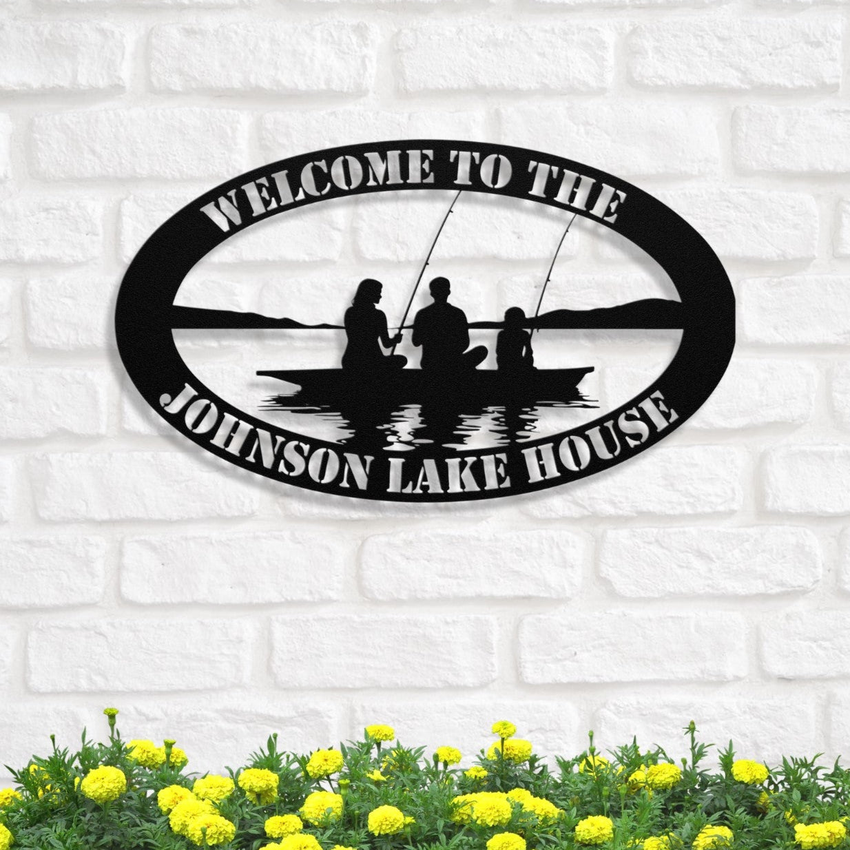 Personalized Metal Lake House Sign - Family Fishing