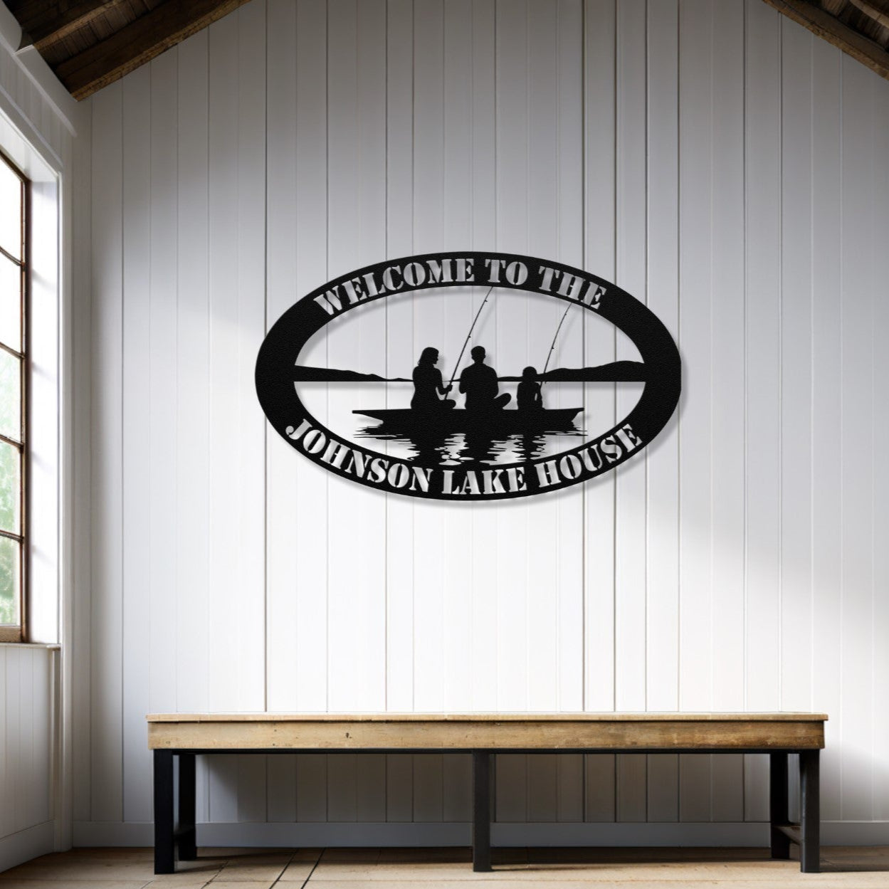 Personalized Metal Lake House Sign - Family Fishing