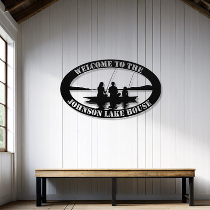 Personalized Metal Lake House Sign - Family Fishing