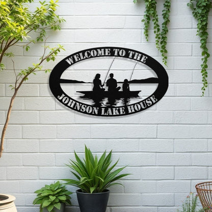 Personalized Metal Lake House Sign - Family Fishing