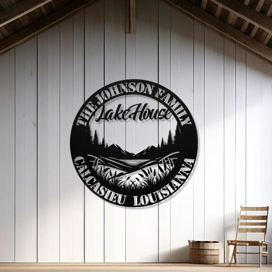 Personalized Metal Lake House Sign - Louisiana Lake House