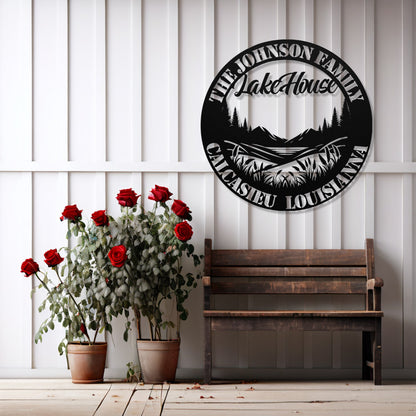 Personalized Metal Lake House Sign - Louisiana Lake House