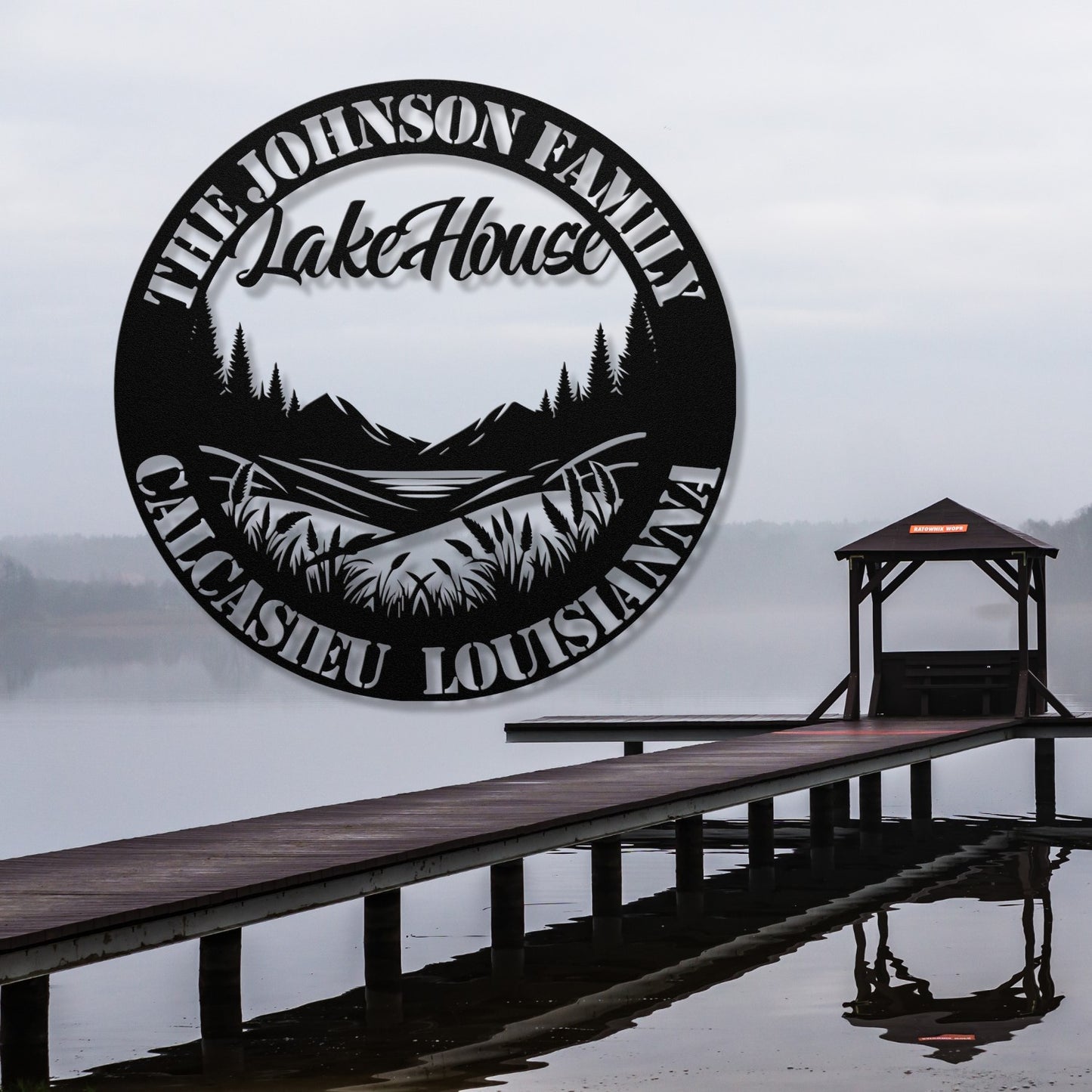Personalized Metal Lake House Sign - Louisiana Lake House