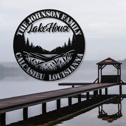 Personalized Metal Lake House Sign - Louisiana Lake House