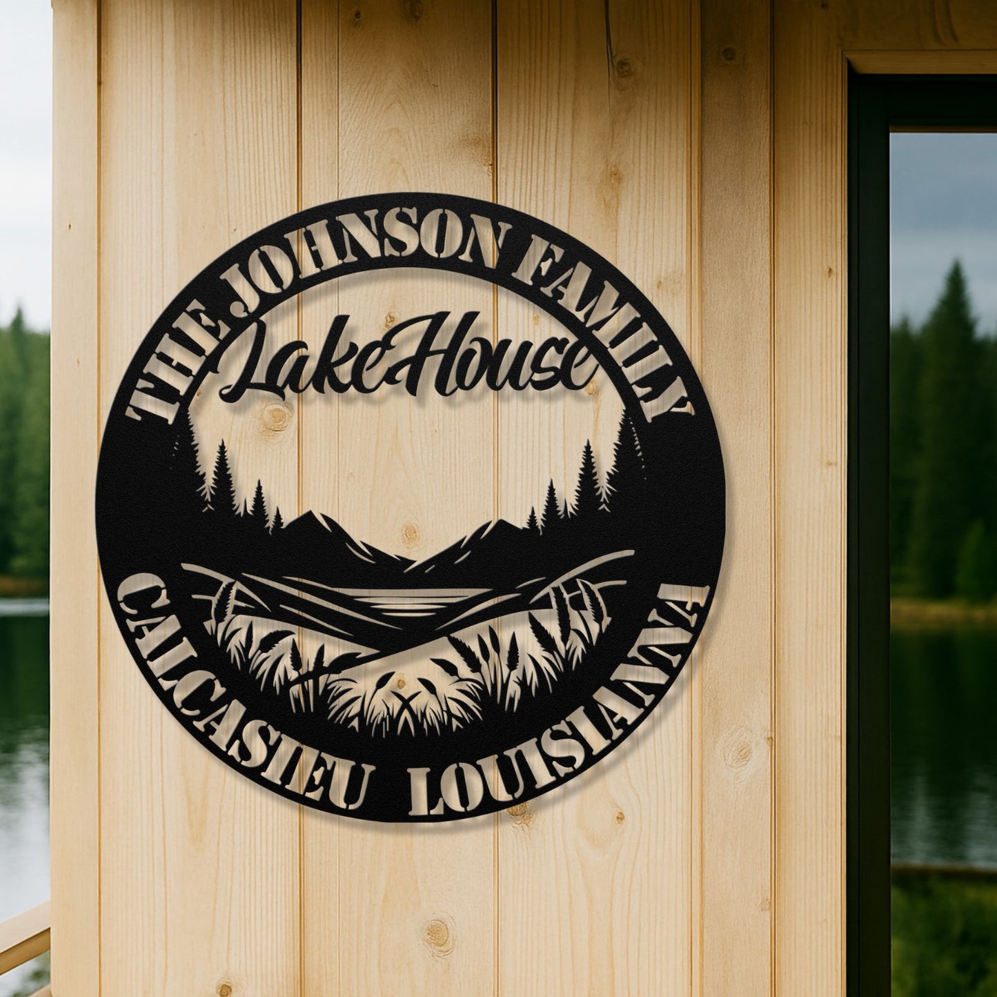 Personalized Metal Lake House Sign - Louisiana Lake House